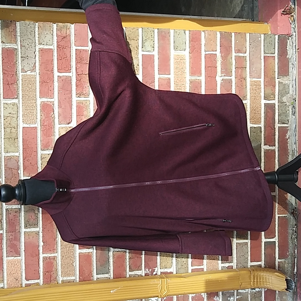 Details Women's Burgundy/Wince ColorFull Zip Poncho Style Coat/Jacket Sz. XL EUC